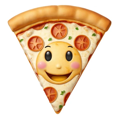 A pizza slice emoji with a smiley face sticker