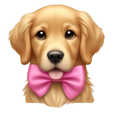 Adorable golden retriever with pink bow sticker