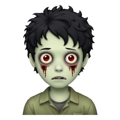 boy zombie with black hair curly emo sticker