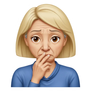 create a woman that is holding her neck because she is smelling something bad sticker