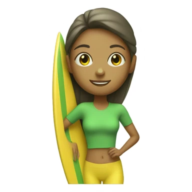 Yoga girl surfing green yellow surf board sticker