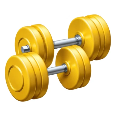 Generate a high-quality emoji of a yellow dumbbell, realistic color and shading, smooth gradient colors, no facial features, no brand markings, simple white background, high-resolution.
 sticker