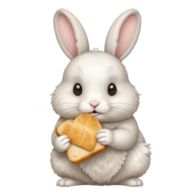 a cute rabbit eating bread sticker