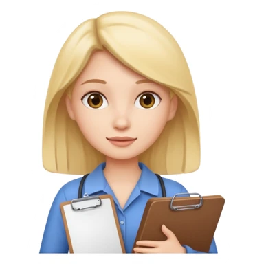female character holding a clipboard sticker