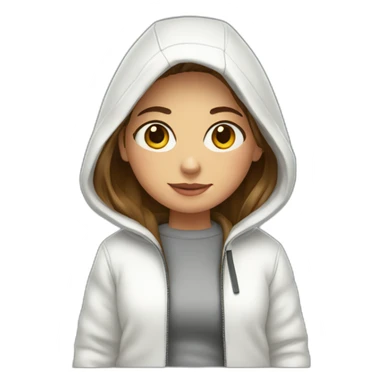My girlfriend in a coat and a white sweatshirt sticker