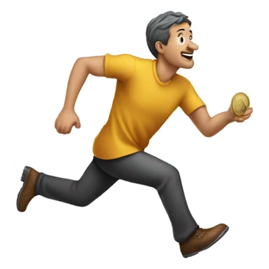 Man with big nose chasing coin  sticker