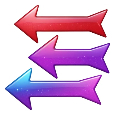 color gradient between red and purple glitter arrow for right sticker