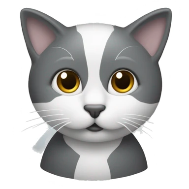 Chat gris foncé avec museau blanc, cou blanc, début des pâtes blanches  sticker