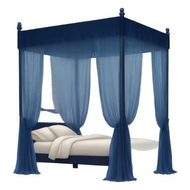 Midnight blue canopy bed with sheer curtains sticker