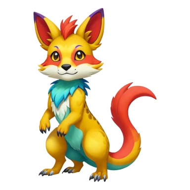 colorful anthro vernid fursona Fakemon sticker