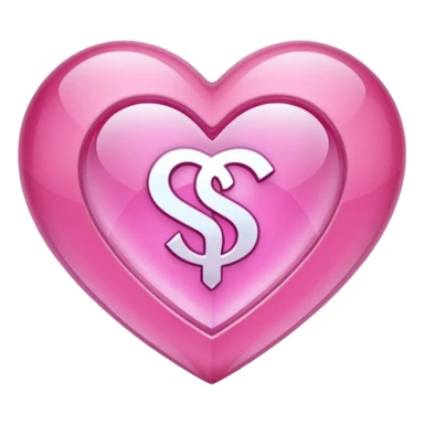 Pink heart shaped crystal with a $ carved in the center of the crystal. sticker