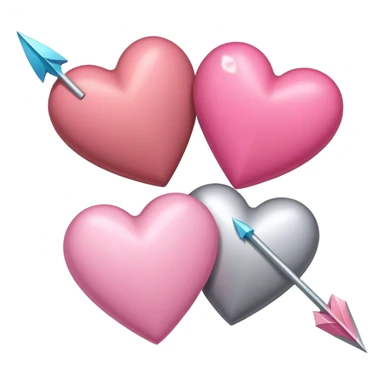 brown heart silver heart and pink heart which the arrow fails all together sticker