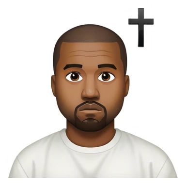 Kanye west with a black cross symbol  on a white shirt sticker