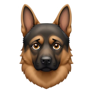 Cinematic Meme-Worthy Grumpy Tan/Black German Shepherd Portrait Emoji, Head held high but eyes filled with dramatic disappointment, smooth tan fur with a bold black saddle, deeply furrowed brow forming an unmistakable scowl, floppy ears slightly angled back in disapproval, piercing brown eyes glaring with pure exasperation, Simplified yet hilariously over-exaggerated features, highly detailed, glowing with an aura of supreme annoyance, high shine, exhausted yet judgmental, stylized with an almost regal pettiness, bright but brooding, soft glowing outline, capturing the essence of a guardian that has seen it all and is thoroughly unimpressed, so meme-worthy it feels like it could instantly become the next viral sensation of grumpiness! sticker