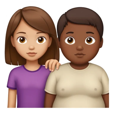 beautiful skinny tan girl with brown hair next to extremely fat asian kid sticker