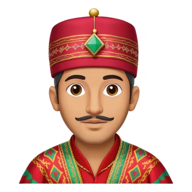 A Moroccan man wearing traditional clothing, fez hat, colorful caftan sticker