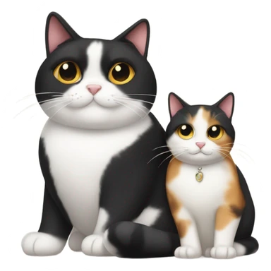 Fat Calico cat and small cute tuxedo cat cusdling sticker