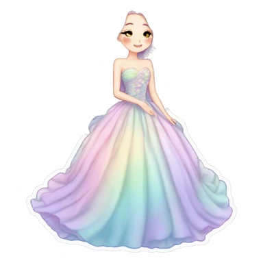 gorgeous pretty attractive lady beautiful pastel-gradient hair with gorgeous dress fairycore cottagecore pastelcore detailed high quality trending VOGUE aesthetic full body sticker sticker