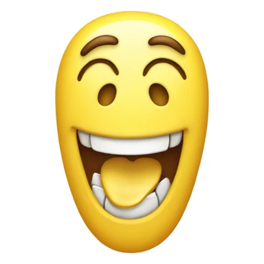 happy emoji with a yellow bone halfway out their mouth sticker