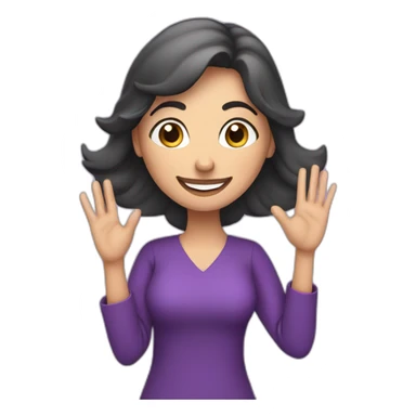 Armenian woman saying hello and giving five with happy face  in purple clothes  sticker