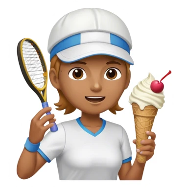 Someone eating ice cream while playing tennis sticker