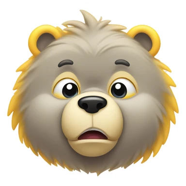  Care Bear character Funshine Bear, but make the bear angry. The bear should have furrowed eyebrows, with both brows slanting downwards towards the center to show the expression of anger. sticker