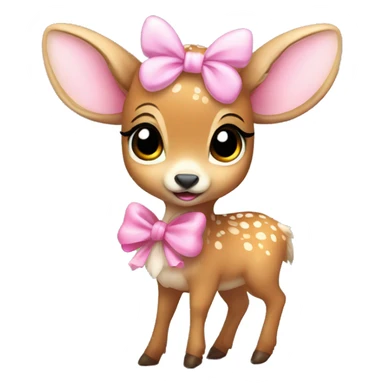 baby deer with fairy wings and a pink bow around its neck  sticker