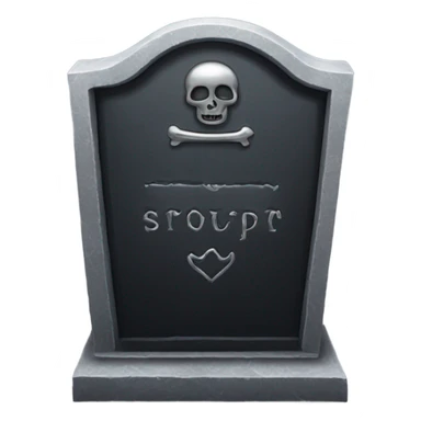 a black tombstone with the inscriptions in silver RIP  silver heart in the center sticker