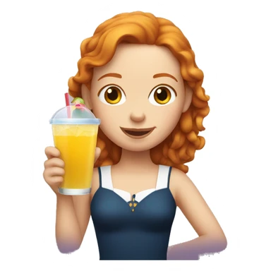 ginger girl on a cruise holding a drink sticker