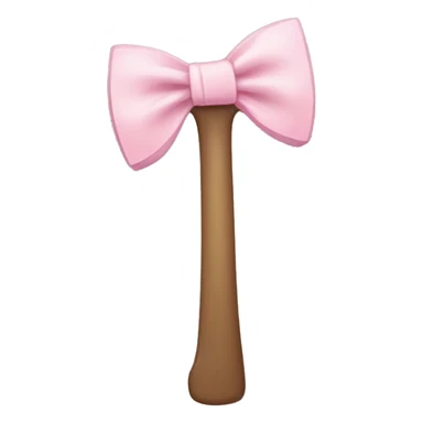 axe with a pale pink bow tied on the stick sticker