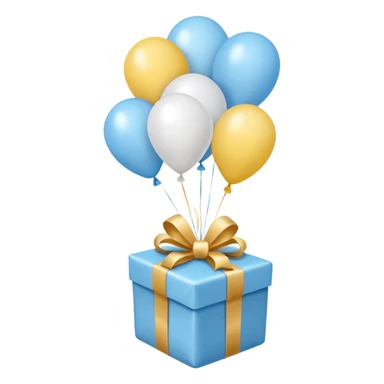 Please make light blue and white balloons too, make several and tie them to a gift, the gifts with the most balloons, make the light blue and white balloons sticker