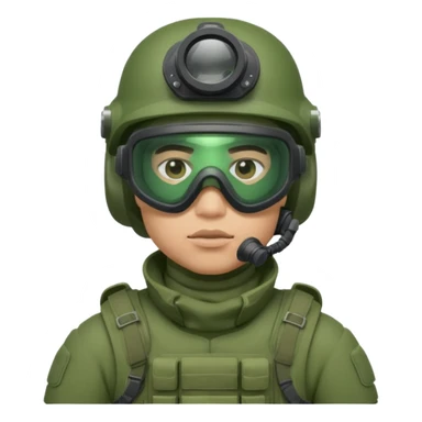 male modern infantry soldier with green body armor, helmet, mask, and night vision goggles, cool and brutal sticker