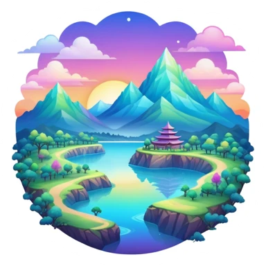 Epic divine legendary complex detailed iridescent gradients aesthetic-scenery-Decorations sticker