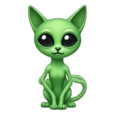 green alien cat black eyes antenna sticker
