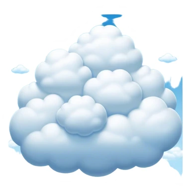 Cinematic Realistic Cumulus Emoji, Big and puffy, with cotton-like clouds floating in the clear blue sky. The rounded tops of the clouds glow with the light of the sun, while their soft, white texture adds a sense of calm and spaciousness. Soft glowing outline, capturing the essence of warmth, comfort, and peaceful skies in a perfect cumulus cloud! sticker