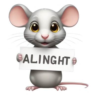 A cute rat holds a sign with the inscription "ALINGHT" sticker