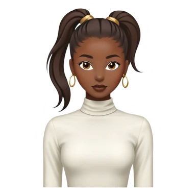 Stylish African fashion model with sleek high ponytail, elegant pose, fashionable outfit sticker