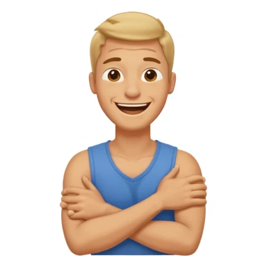 Arms crossed, holding neck, laughing guy ￼ sticker