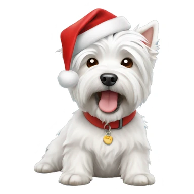 West highland white Terrier with christmas hat sticker