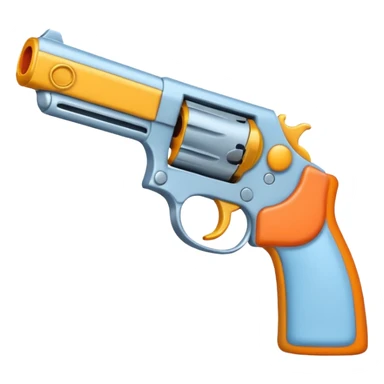 stylized emoji of a gun pointed at a cartoon head, no violence, no blood, neutral expression sticker