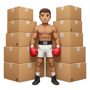 Can you make a man who is a boxer made square cardboard boxes sticker