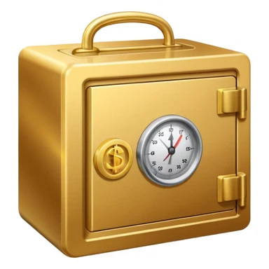 Create a single Apple-style emoji representing assets held in a securities depository: a compact safe or vault icon combined with rising financial symbols (stock chart line, bonds, or certificates), sticker