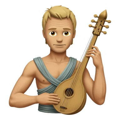 Cinematic realistic ultra HD - musician Sting as the torso of an antique stone sculpture, playing the lyre sticker