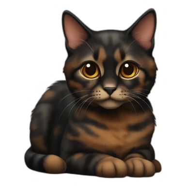 A sit black and brown tortoiseshell cat without white fur sticker