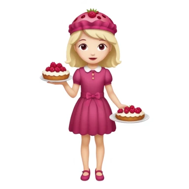 Raspberry torte human full body and legs girl with a raspberry barrette on her head sticker