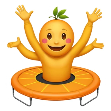 an emoji jumping on a orange trampoline sticker