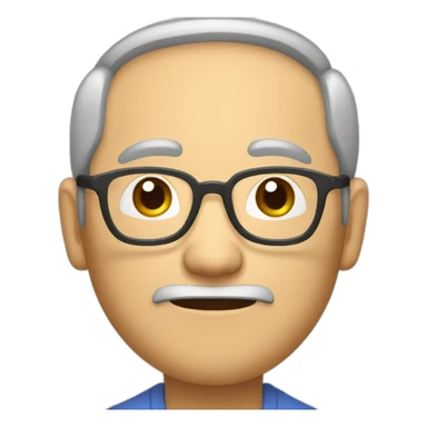 Chinese senior man wear glasses sleepy eyes sticker