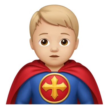 Kid with Down syndrome wearing a cape sticker