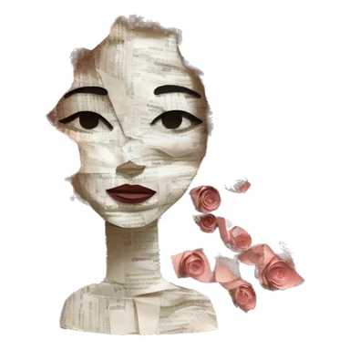 lady face made of 420 origami newspaper roses hemp leaves lantern fairy lights burning paper flowers and hemp leaves in hair  sticker