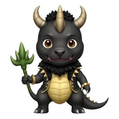 Black pitbull dressed as a triceratops black sticker